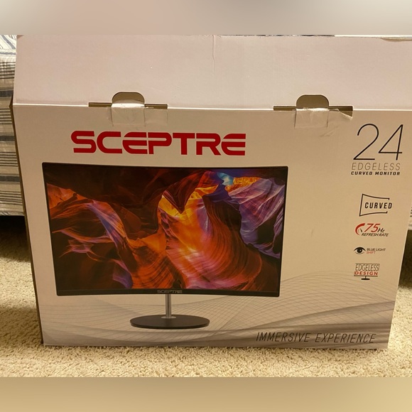 SCEPTRE 24in Edgeless curved monitor 75Hz refresh rate with hdmi cord, and box - Picture 3 of 6